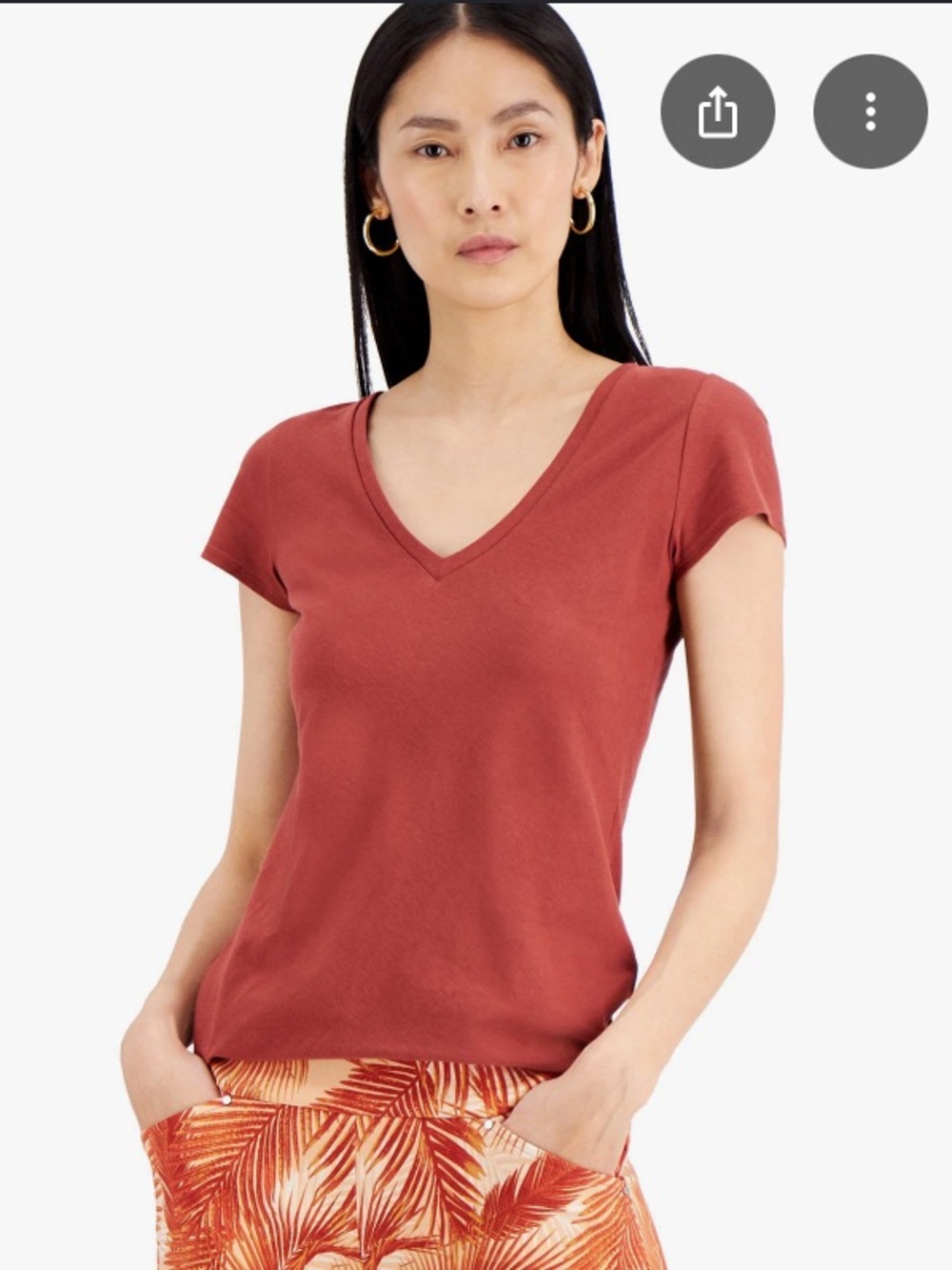 COPPER color INC V-neck short-sleeved top NWT
